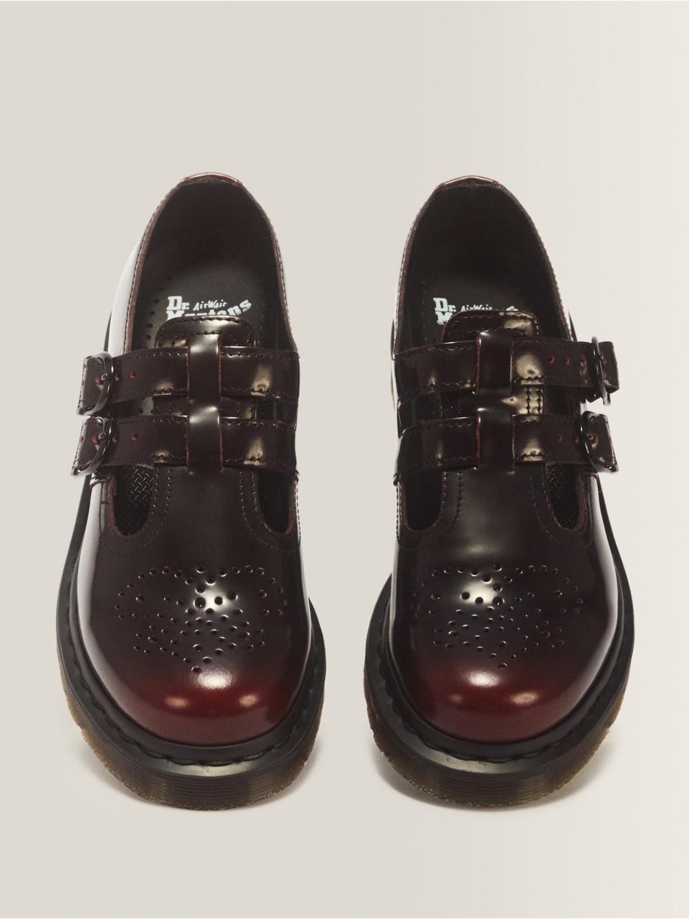 Dr. Martens Mary Jane Chunky Shoe Burgundy Cherry Red 🍒 Arcadia Leather - Picture 12 of 15